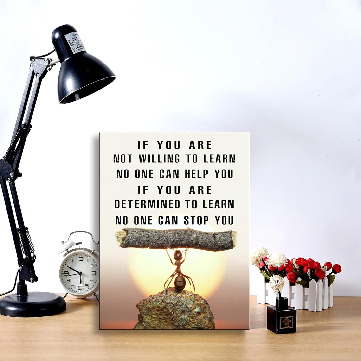 Ploceiny Arte de pared motivacional de hormiga, decoración de lienzo inspiradora para sala de estar, cocina, cuarto de lavado, baño, dormitorio,
