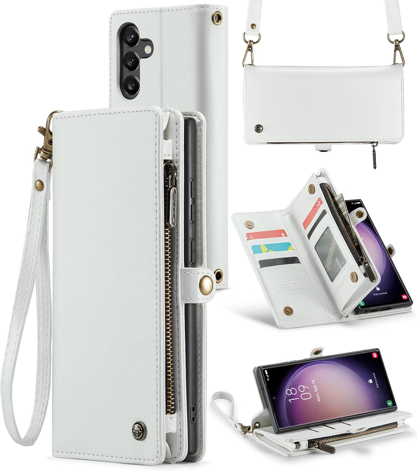 ASAPDOS Funda tipo cartera para Samsung Galaxy A54 5G de 6.5 pulgadas 2023, correa de piel sintética retro con cierre magnético, bloqueo RFID,