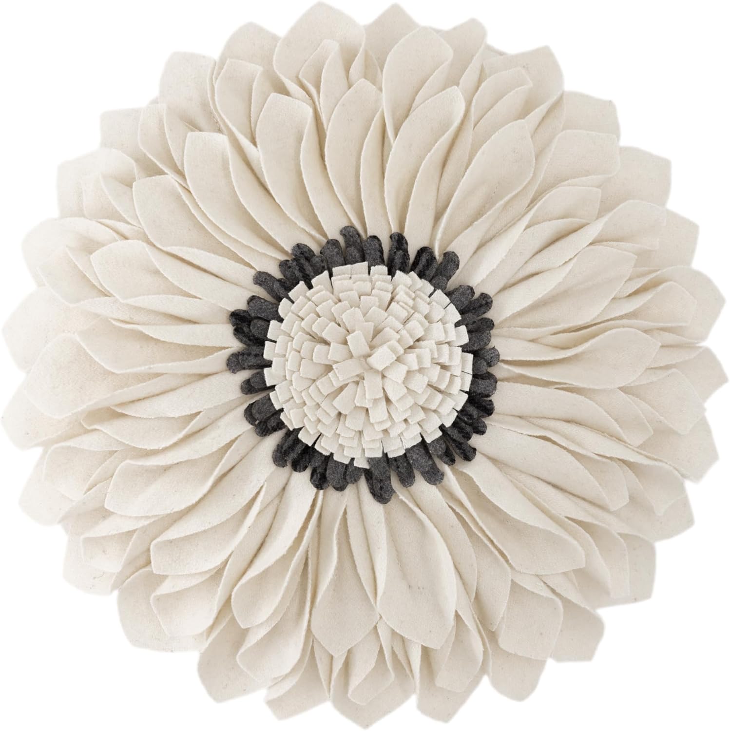 JWH Funda de almohada decorativa redonda de girasol, hecha a mano, para sofá, sala de estar, cama con inserto de 14 pulgadas, color blanco cremoso