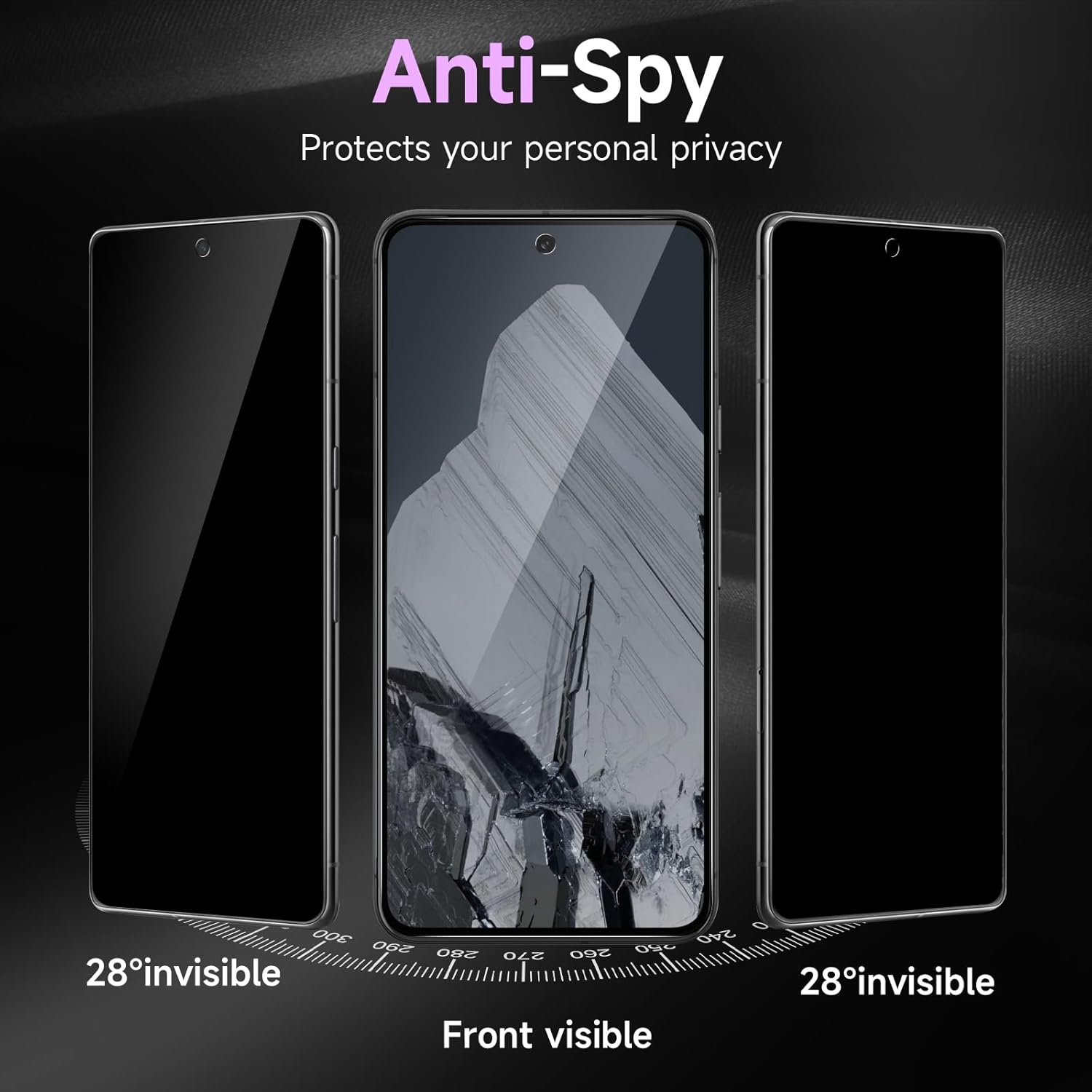 YWXTW – Protector de pantalla de privacidad para Google Pixel 8Pro, protector de pantalla de vidrio templado inastillable para Google Pixel 8Pro,