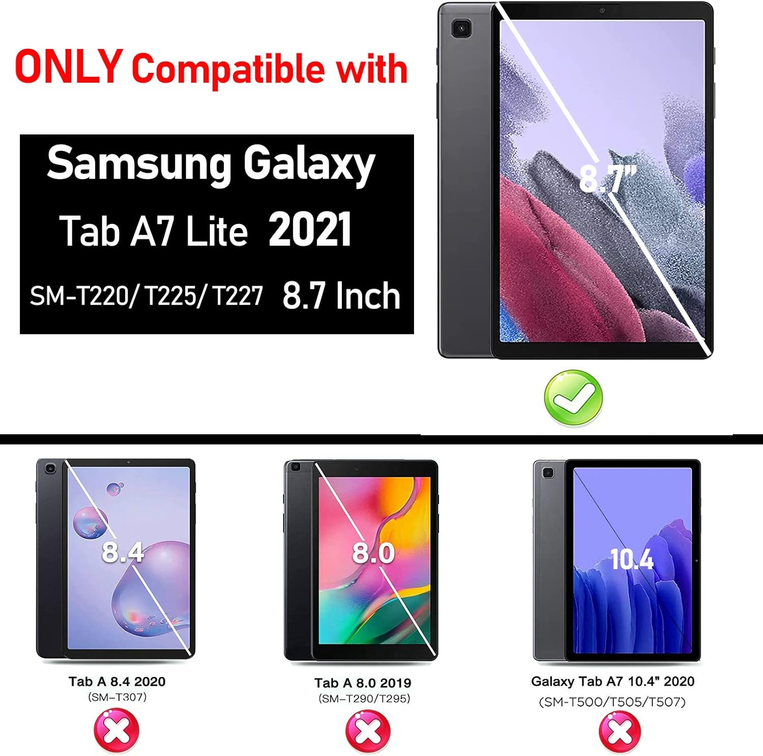 LTROP Funda para niños para Samsung Galaxy Tab A7 Lite de 8.7 pulgadas 2021 (SM-T220T225T227), Galaxy Tab A7 Lite funda para niños, con correa para
