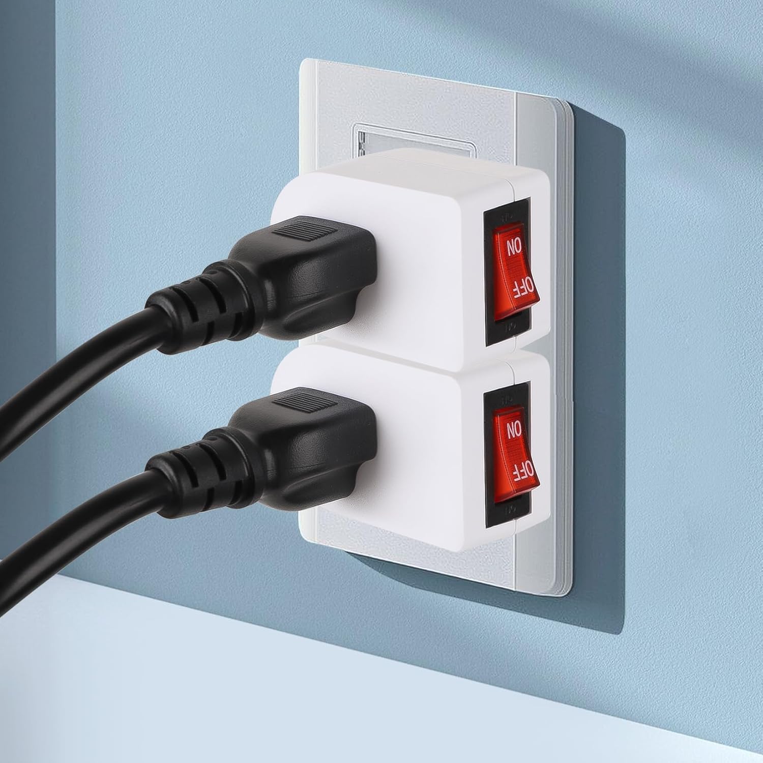 Toma de tierra con interruptor de encendido y apagado (paquete de 4), interruptor de salida de adaptador de corriente individual 15A 1875W3 clavijas