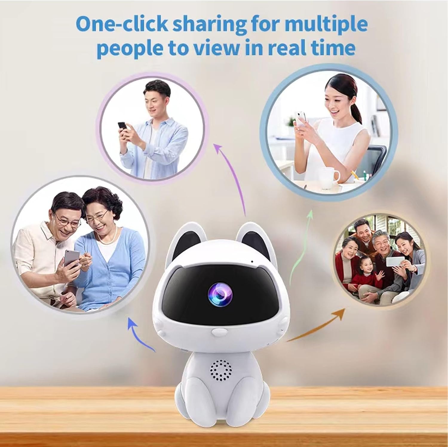 VBESTLIFE Cámara de seguridad HD robot, monitoreo remoto WiFi inteligente interior mascota perro gato cámara, cámara de seguridad para el hogar,