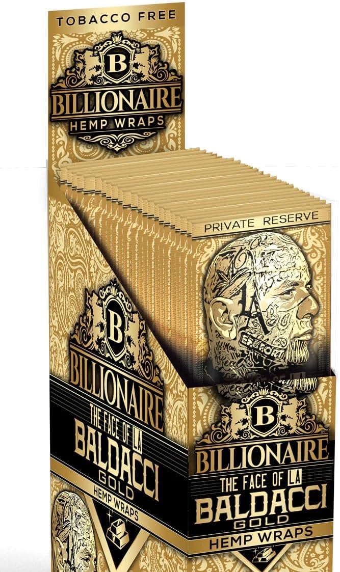 Billionaire – Envolturas de cáñamo natural de cáñamo  Baldacci Gold  Sabor Fruit of the Gods  2 envolturas por paquete  25 unidades  50 envolturas