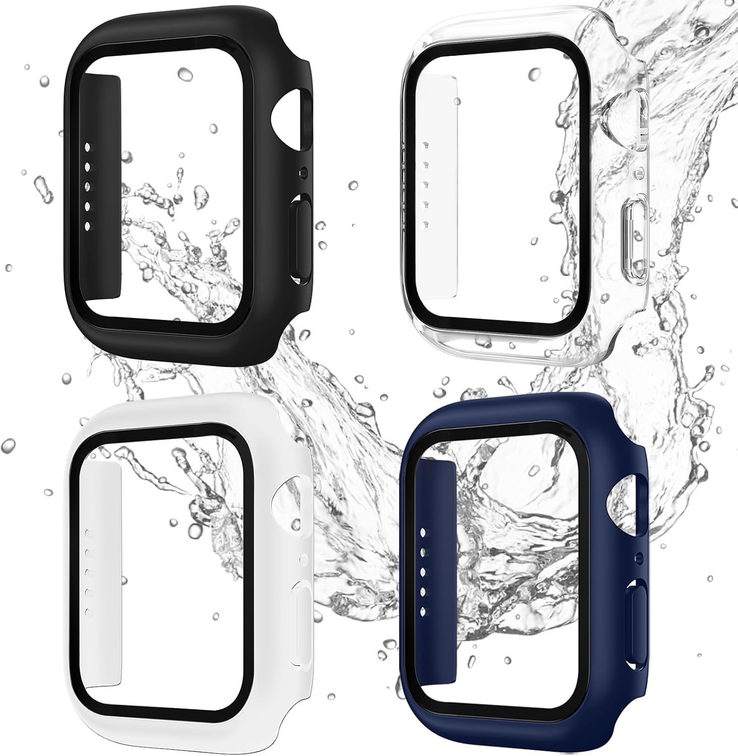 4 fundas para Apple Watch con protector de pantalla de vidrio templado ultrafino compatible con iWatch Series 1.732 in