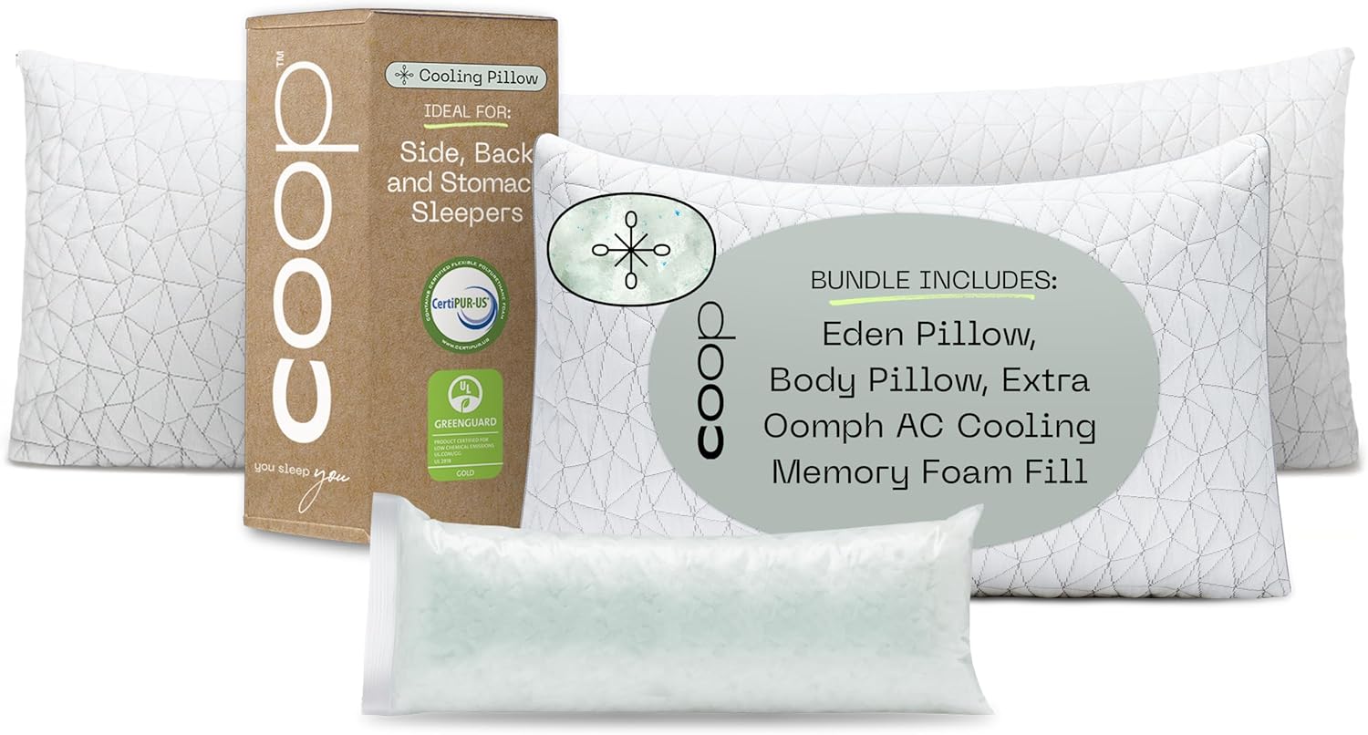 Coop Eden King & Body Pillow Bundle, el juego incluye (1) almohada Eden King y (1) almohada corporal