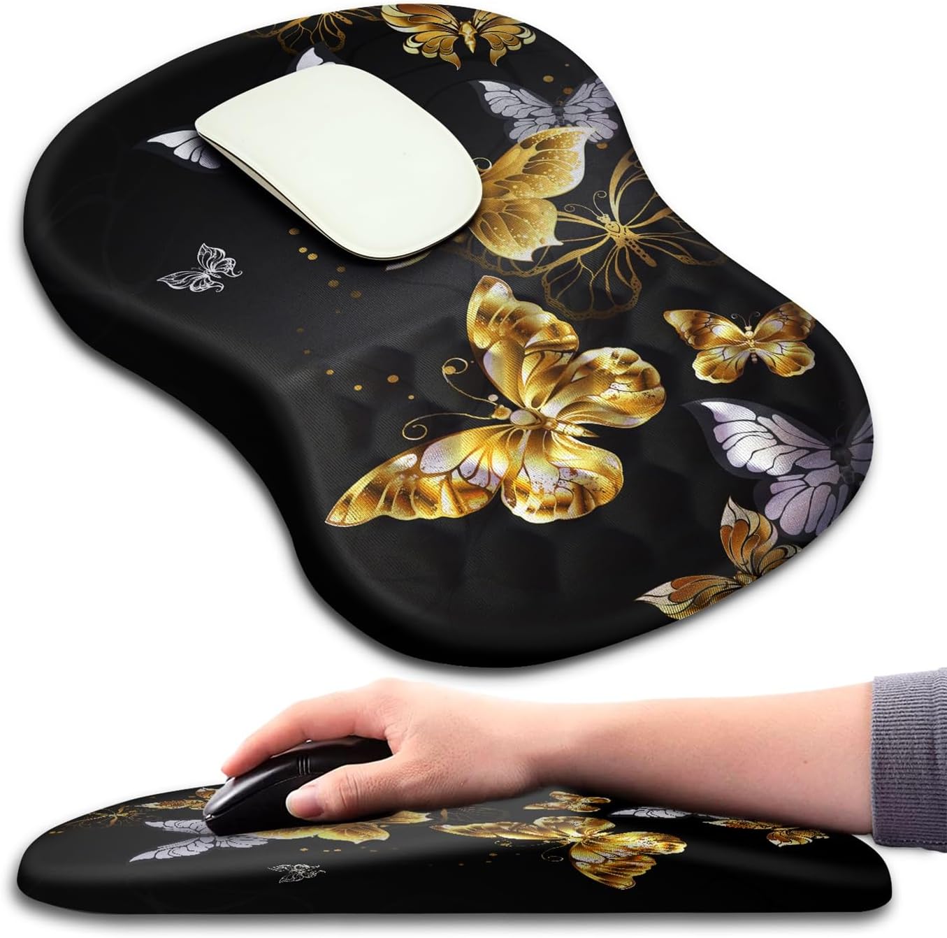 KUOSGM Alfombrilla de mouse ergonómica con soporte de muñeca con punto de masaje, cómoda alfombrilla de mouse para computadora portátil, alfombrilla