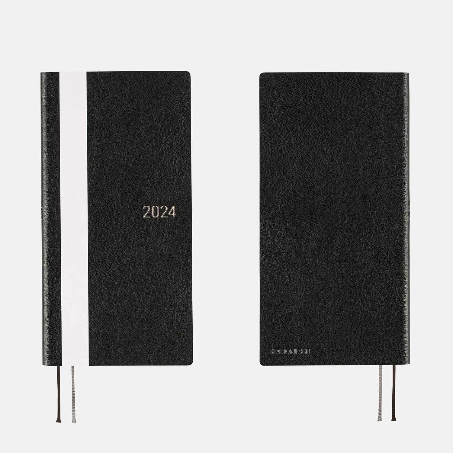 Hobonichi Techo Weeks InglésAlto y Delgado TamañoInicio de enero de 2024 Línea blanca Negro