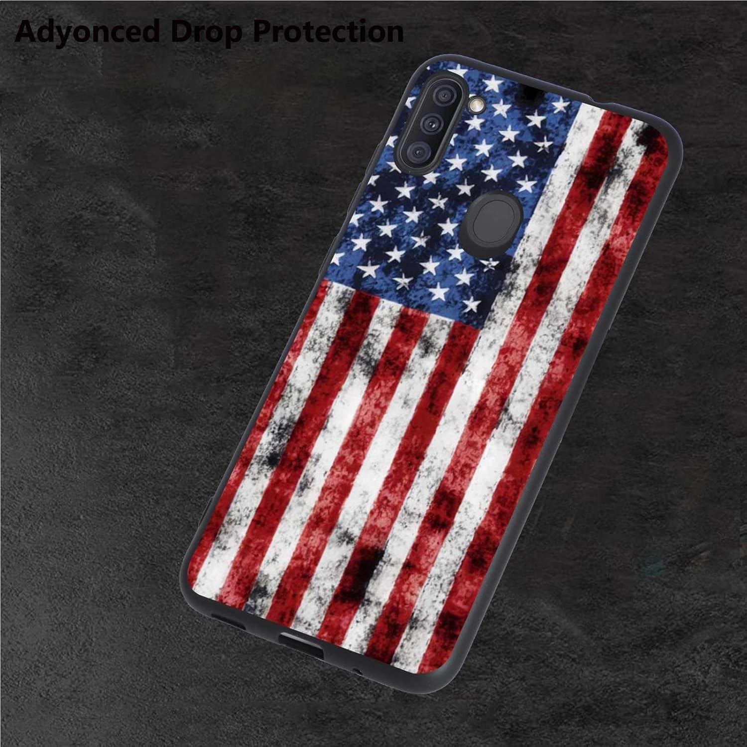 Funda compatible con Samsung Galaxy A11, diseño retro de soldado veterano de la bandera estadounidense para Samsung para hombres y mujeres, funda de