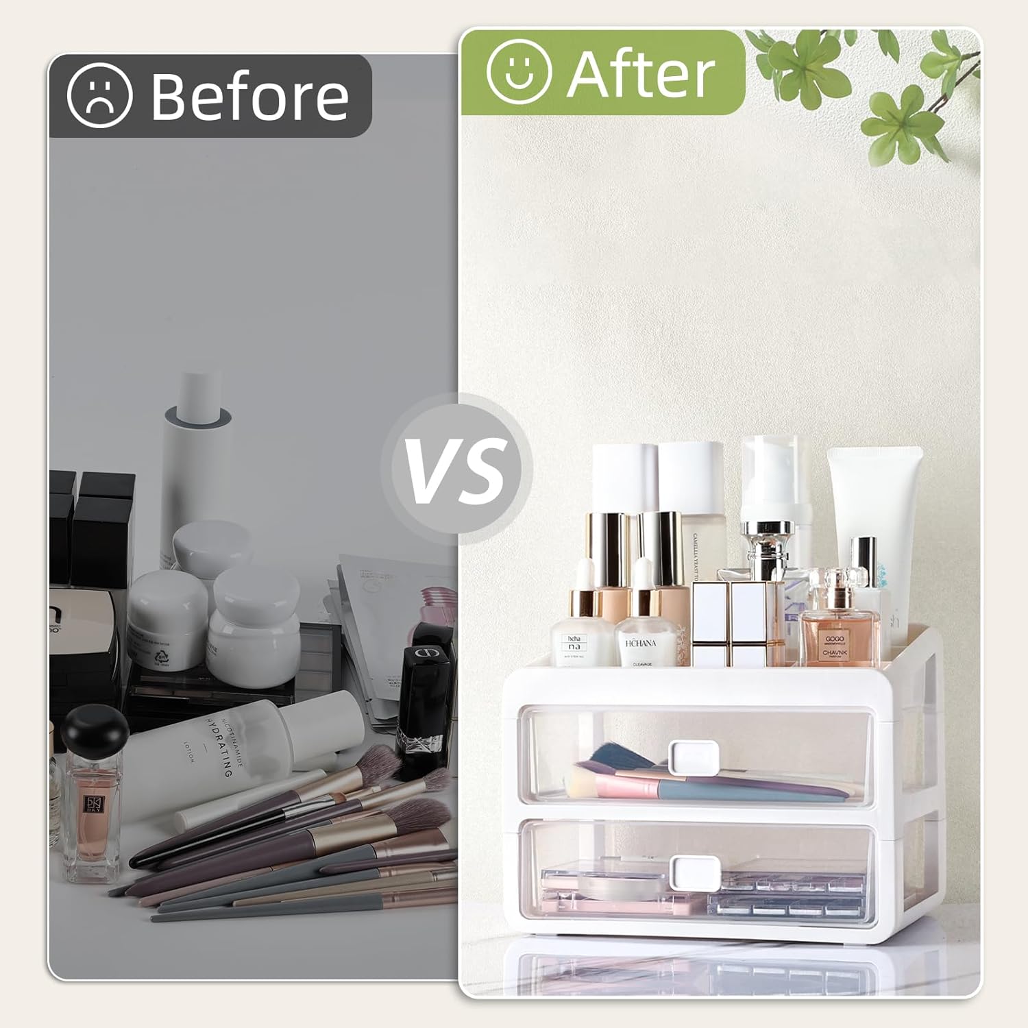 Organizador de maquillaje para tocador, vitrinas de cosméticos, dormitorio, baño, encimera, escritorio, organizador de cosméticos para cuidado de la