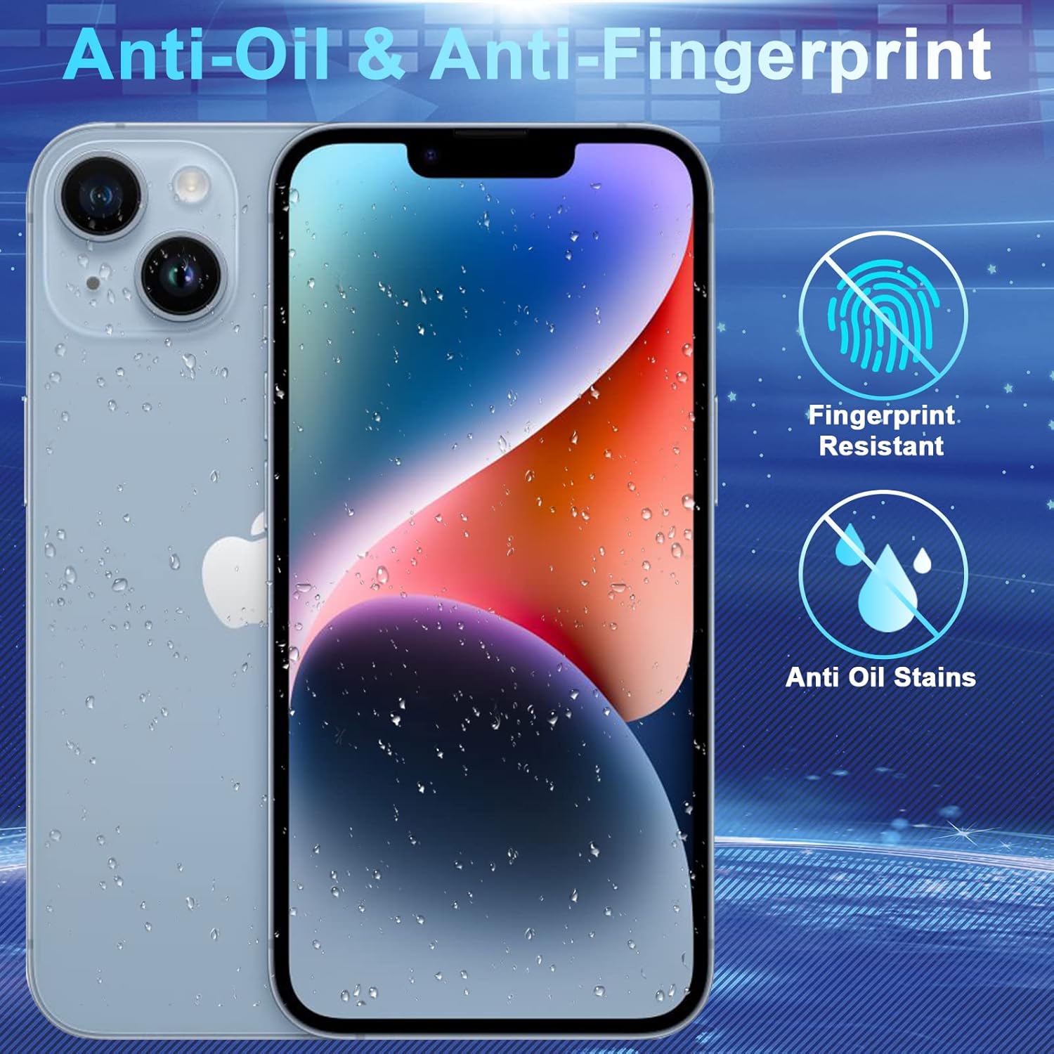 Paquete de 3+3 Protector de pantalla de vidrio templado para iPhone 14, protector de pantalla de lente de cámara con marco de alineación, sensible