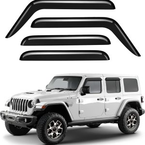 Co – Deflectores de visera de ventilación de ventana lateral tintados ahumados, protectores de lluvia compatibles con Jeep Wrangler 2018-2022 JLJeep Co – Deflectores de visera de ventilación de ventana lateral tintados ahumados, protectores de lluvia compatibles con Jeep Wrangler 2018-2022 JLJeep