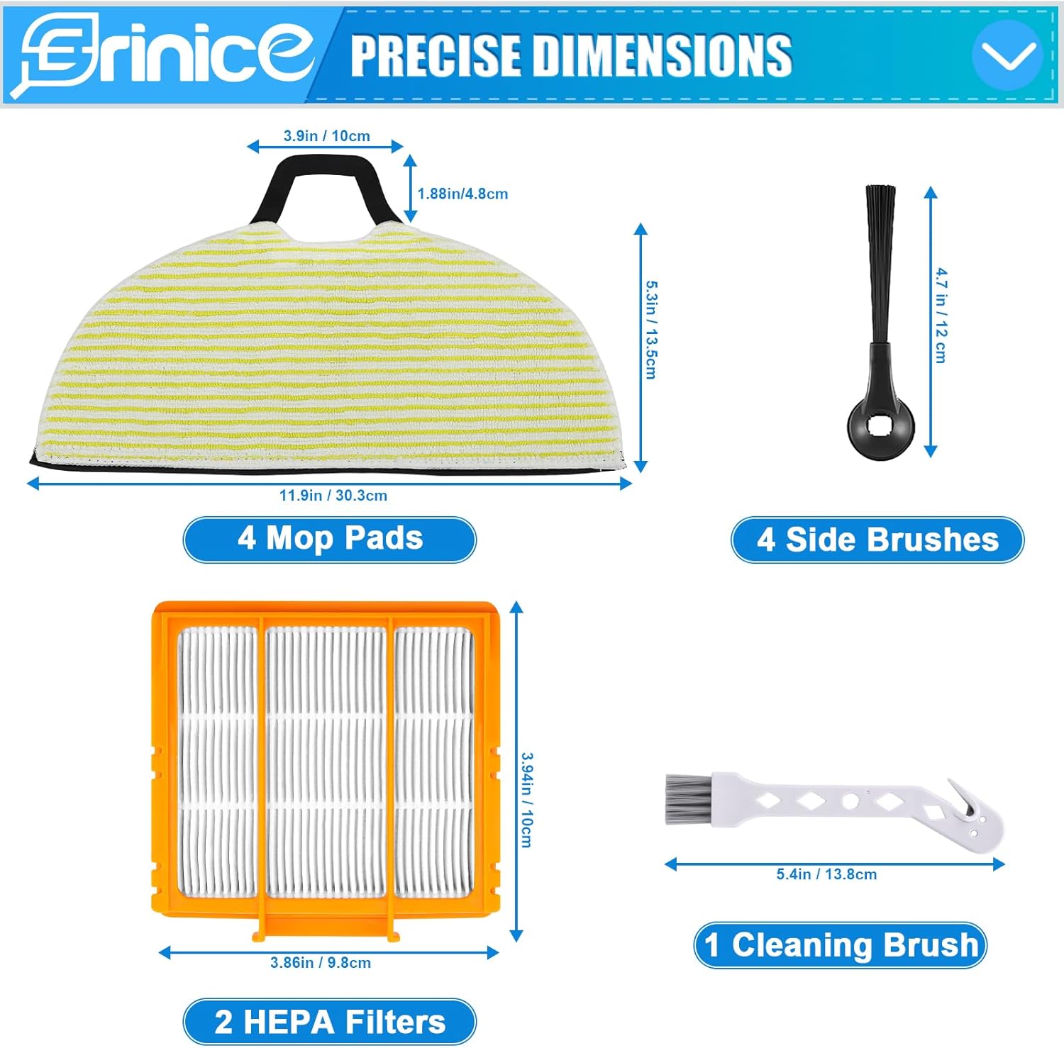 RV2610WA Kit de filtro de cepillo de trapeador de repuesto para Shark RV2610WA RV2620WA RV2410WD AV2610WA AI Ultra 2 en 1 robot aspirador, 4