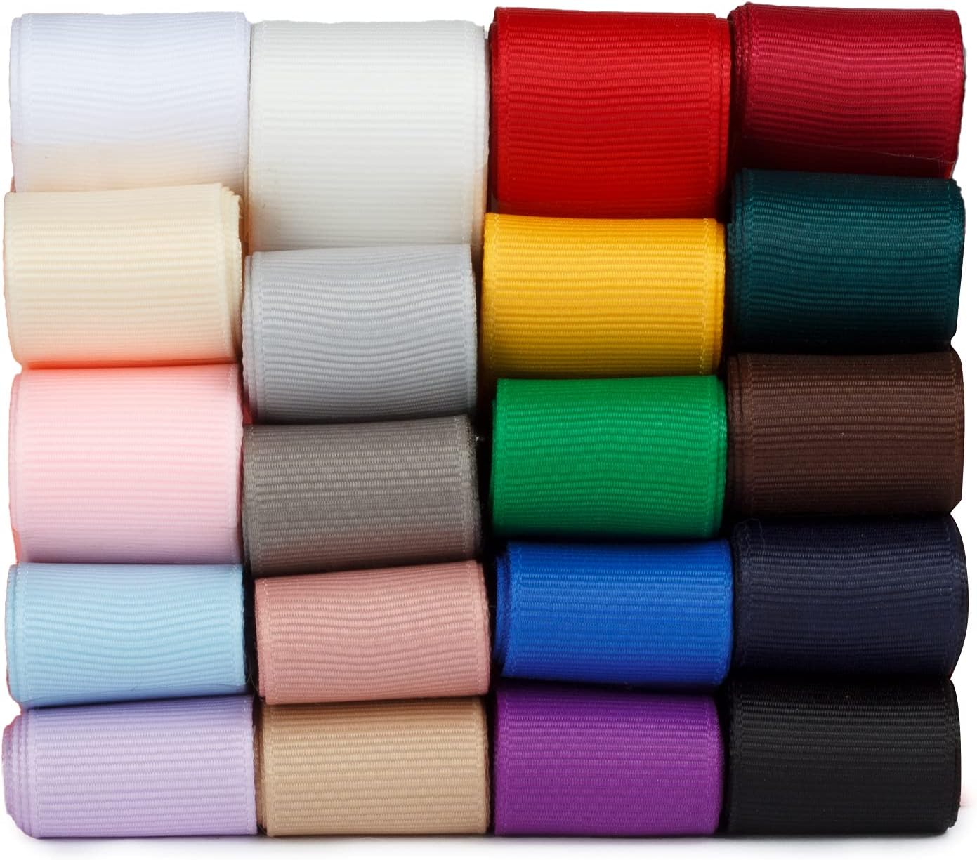 Cinta de grogrén de poliéster de 1 pulgada, 20 colores, 2 yardas x 20 colores cada uno en total de 40 yardas por paquete para manualidades, lazos