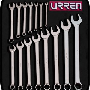 URREA Juego de llaves combinadas de 12 puntos, 14 piezas (516 pulgadas – 1-14 pulgadas), kit de herramientas de grado profesional con rollo de URREA Juego de llaves combinadas de 12 puntos, 14 piezas (516 pulgadas – 1-14 pulgadas), kit de herramientas de grado profesional con rollo de