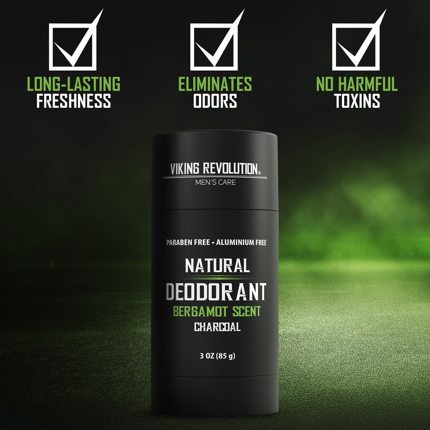 Viking Revolution Bergamot Deodorant for Men – Natural Deodorant for Men Charcoal Deodorant Men with Shea Butter, Coconut Oil, Baking Soda, Beeswax