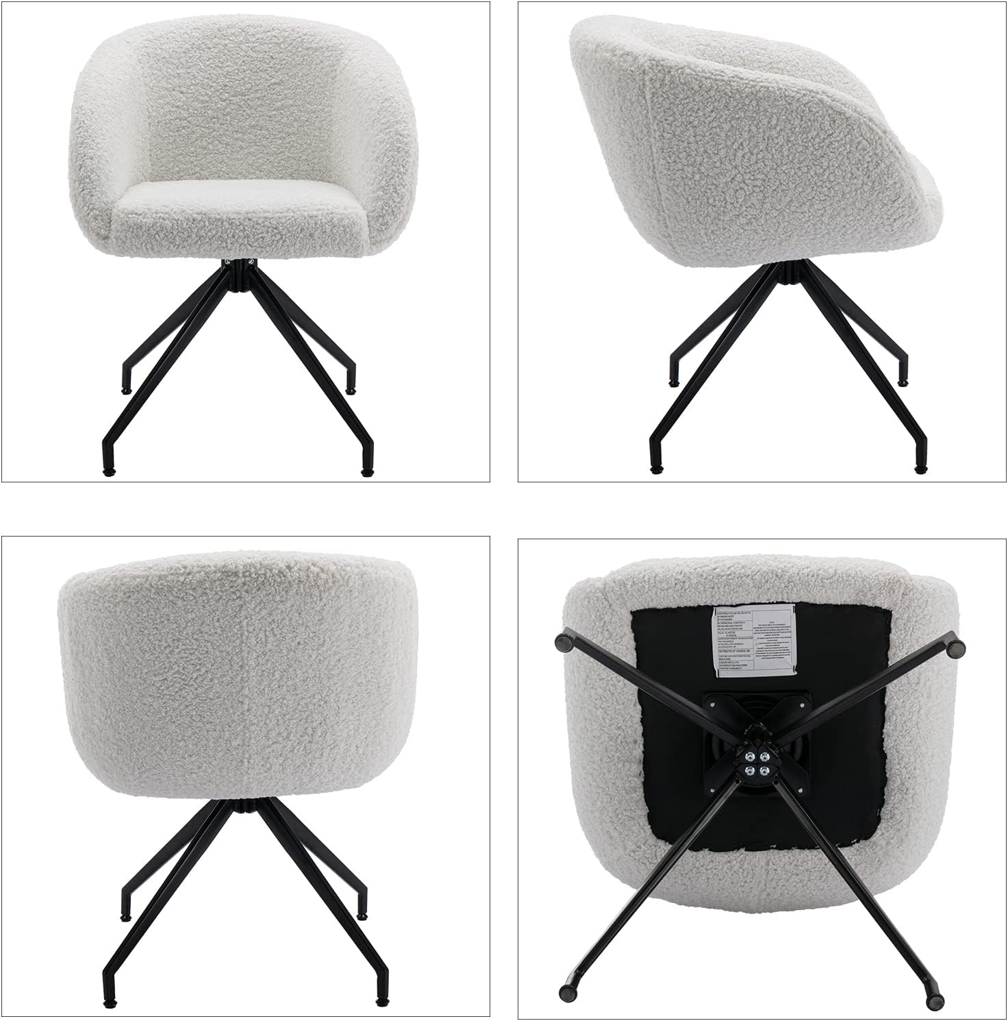 DUOMAY Juego de 2 sillas de comedor modernas con barril giratorio, tapizada de piel sintética, silla auxiliar de maquillaje con respaldo, silla de