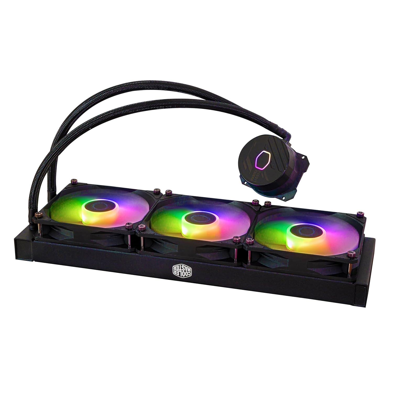 Cooler Master MasterLiquid – Enfriador líquido de CPU ARGB de 360L Core – Bomba de doble cámara Gen S, radiador superior y ventiladores ARGB de
