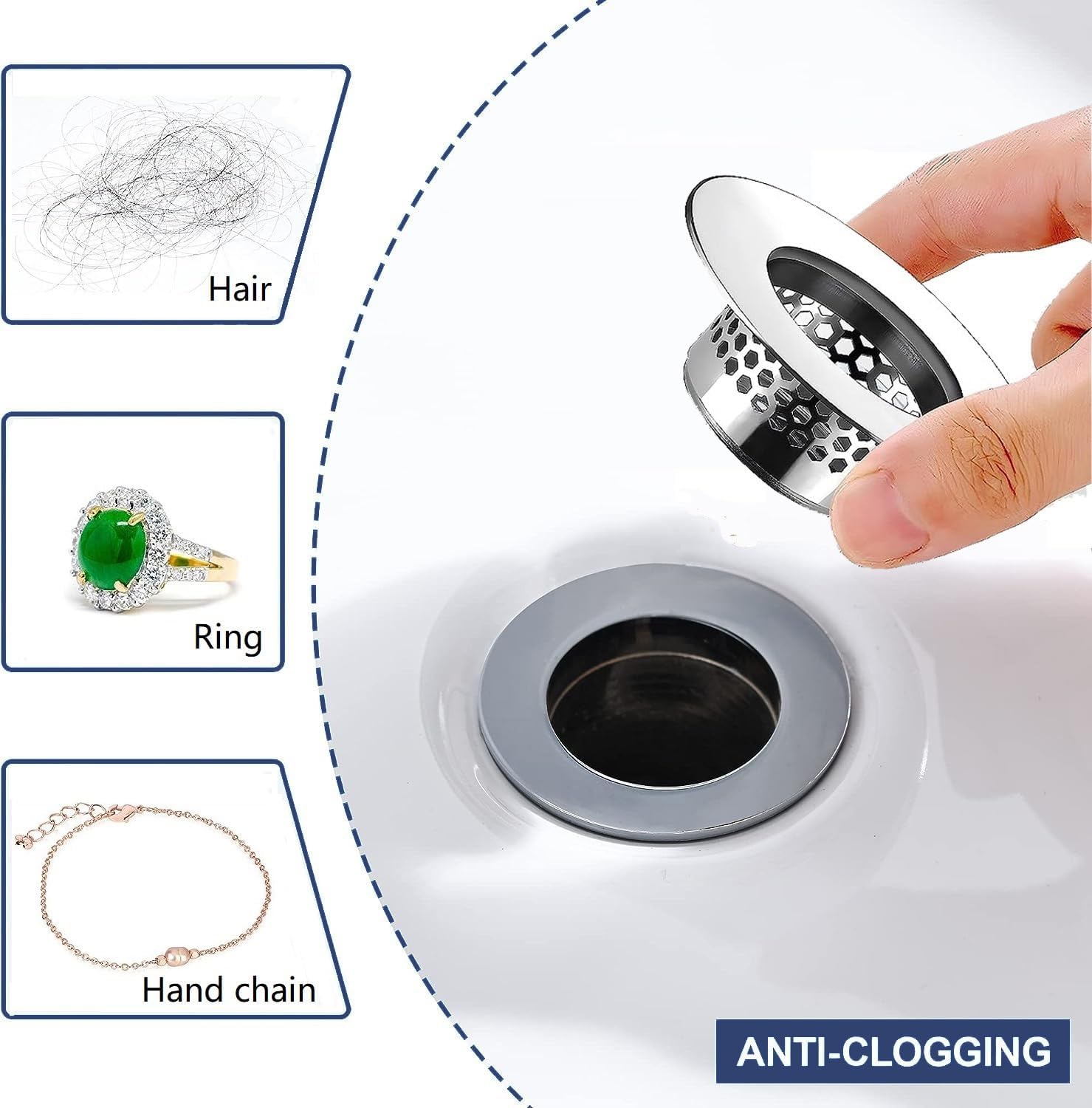 Colador de fregadero de baño (paquete de 3), cubierta de drenaje de bañera, colador de drenaje para lavabo, colador de pelo para lavabo, lavabo de