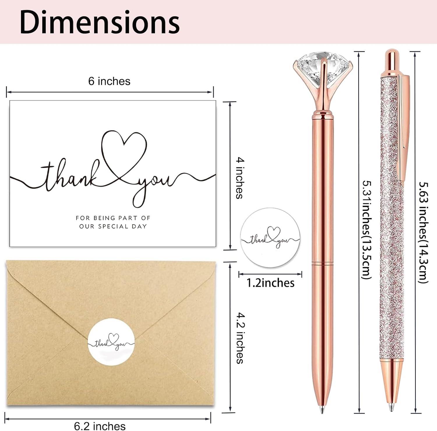 Tarjetas de agradecimiento con sobres y calcomanías a juego, paquete de 40 tarjetas de agradecimiento de boda, paquete a granel de 40 unidades,