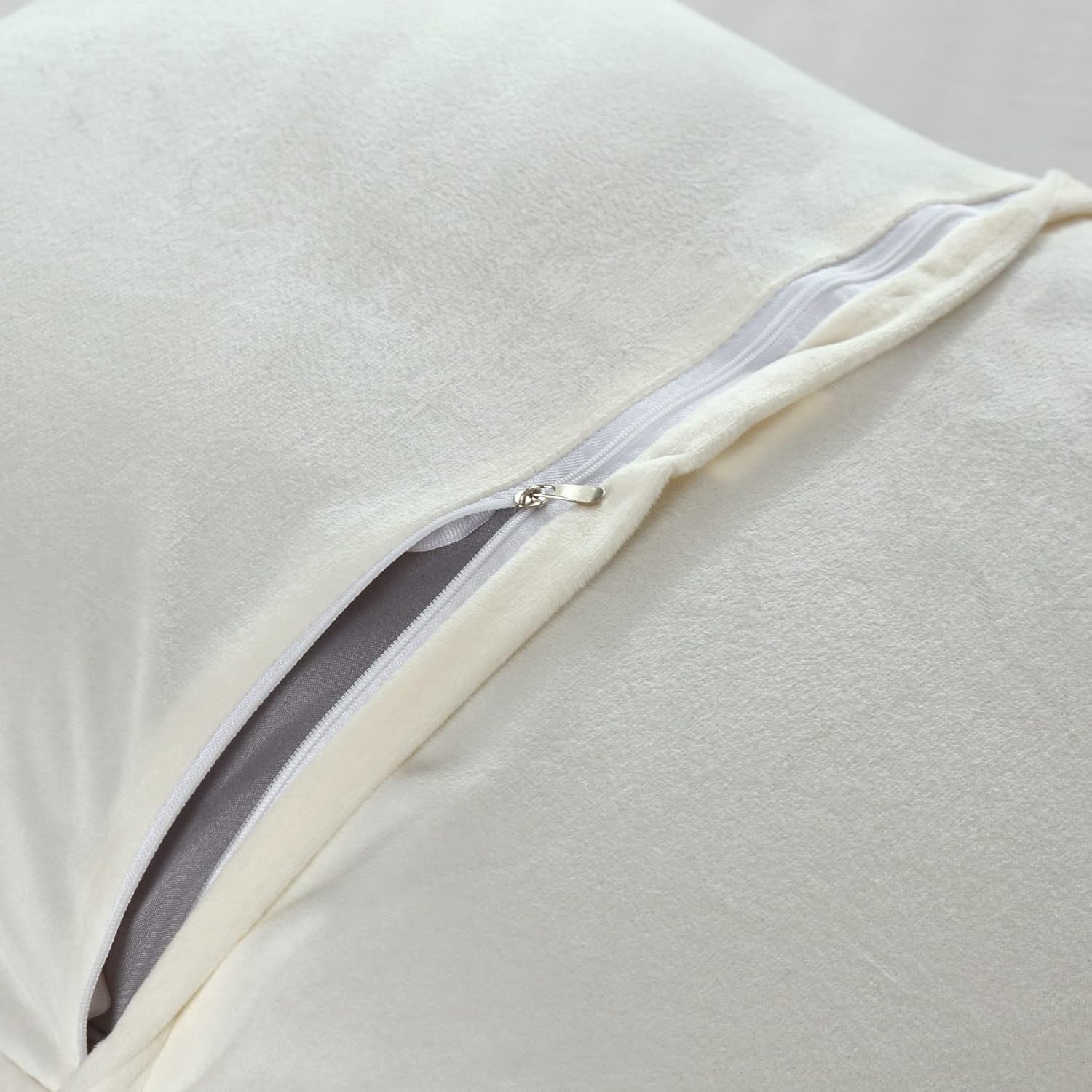 Funda de almohada de piel sintética esponjosa a cuadros, fundas de almohada decorativas de felpa esponjosa (King, beige)