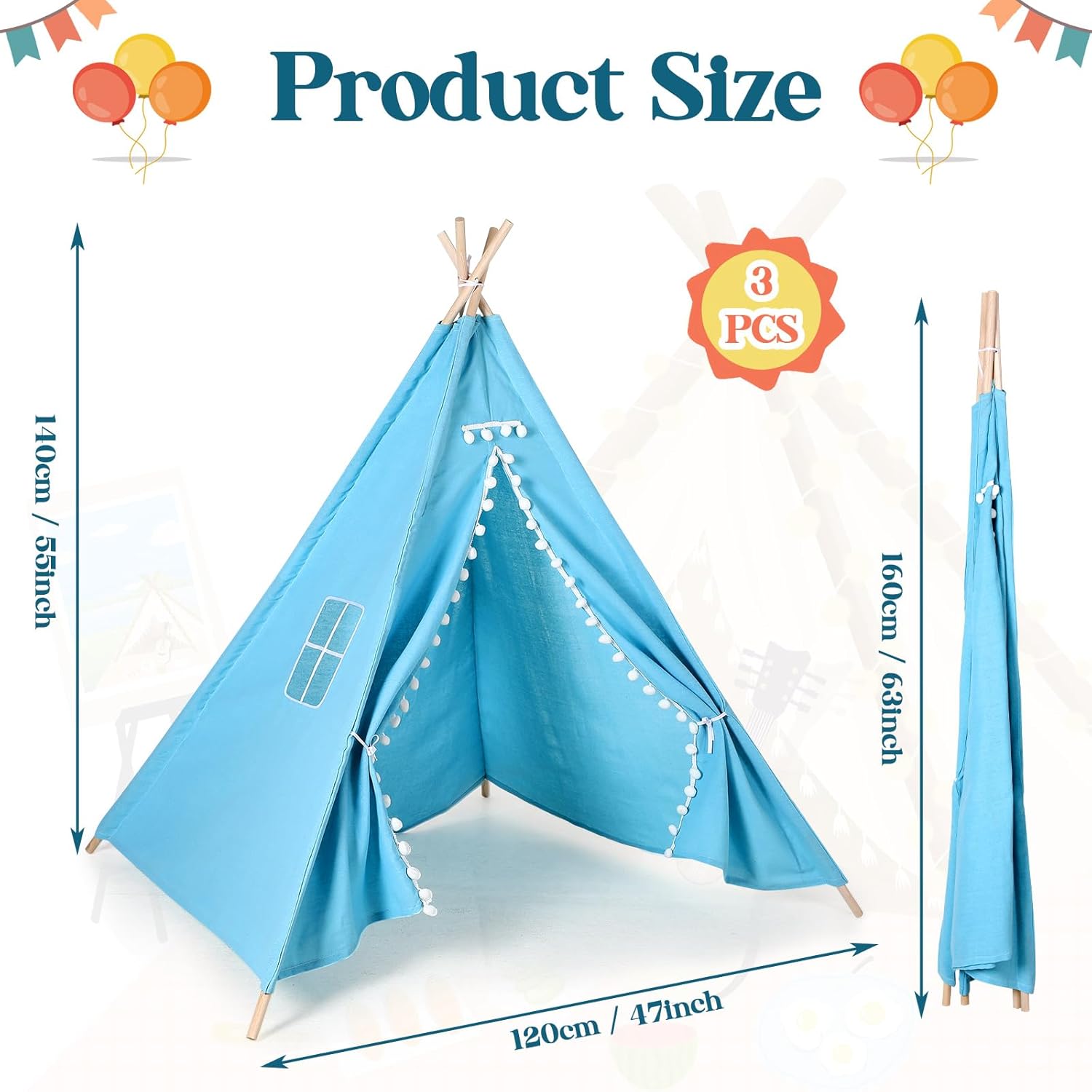 Paquete de 3 tiendas de campaña tipi para niños, niñas, fiestas de pijamas, tiendas de campaña para interiores y exteriores, juegos de casa de