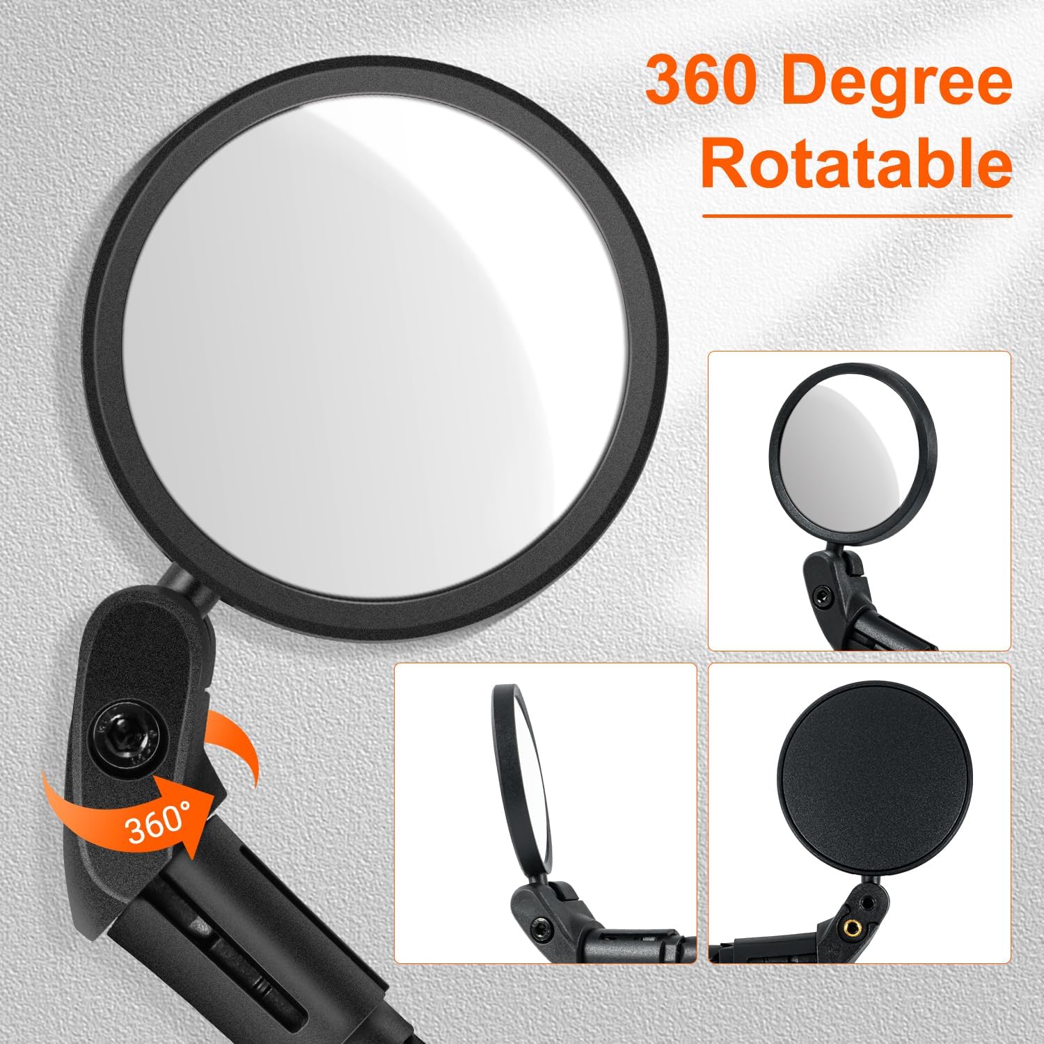 Addmotor Bike Mirror,Bike Bar End Mirror, Adjustable 360Rotatable HD Glass Convex Lens Bicycle Rearview Mirror, Safe Cycling Rearview Mirror