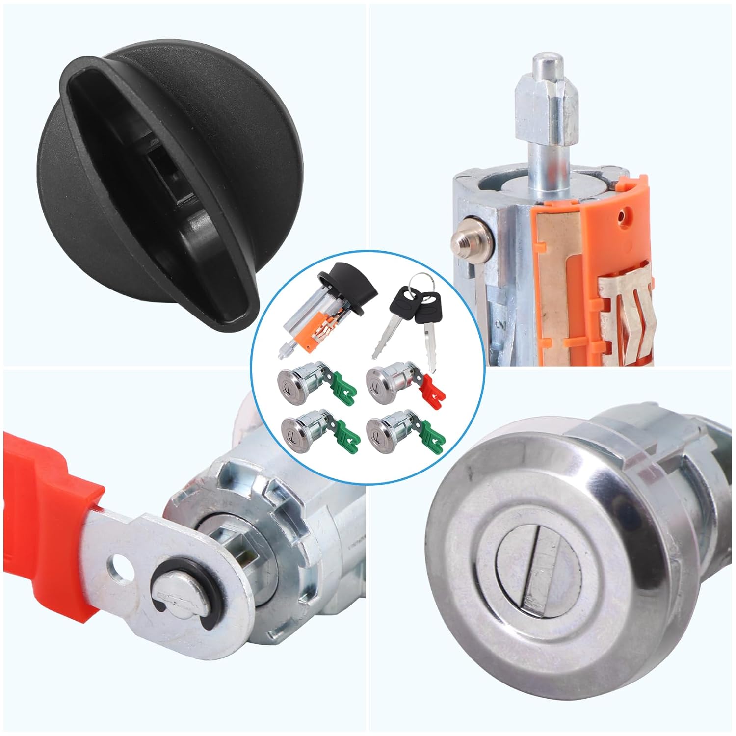 Cilindro de bloqueo de puerta con llave para Ford Econoline E150, Van E250, Van E350, Van E350, Van 1997-2018, reemplazo LC6177 + 703369 X4 + 597638