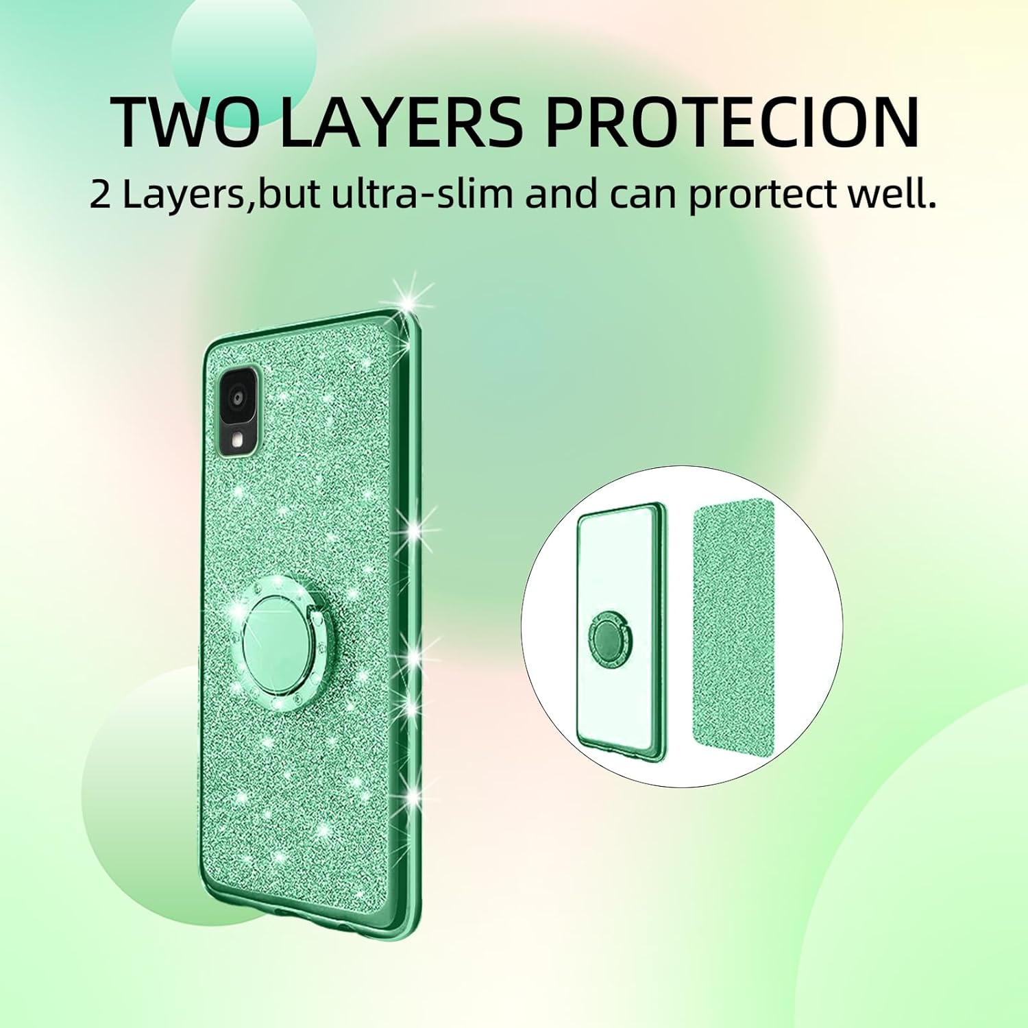 KuDiNi Funda para Alcatel TCL 30 Z T602DL, TCL 30 LE para mujer, con purpurina, suave, elegante, transparente, TPU de lujo, linda funda protectora