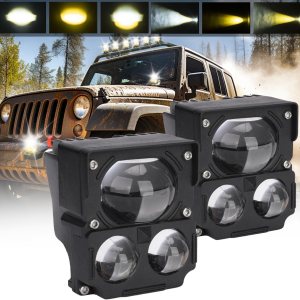 YCHOW-BEAM Cápsulas LED blancas y amarillas, 3 pulgadas, 160 W, de doble color, todoterreno, luces de trabajo, 10800 lúmenes, haz puntal, montaje en YCHOW-BEAM Cápsulas LED blancas y amarillas, 3 pulgadas, 160 W, de doble color, todoterreno, luces de trabajo, 10800 lúmenes, haz puntal, montaje en