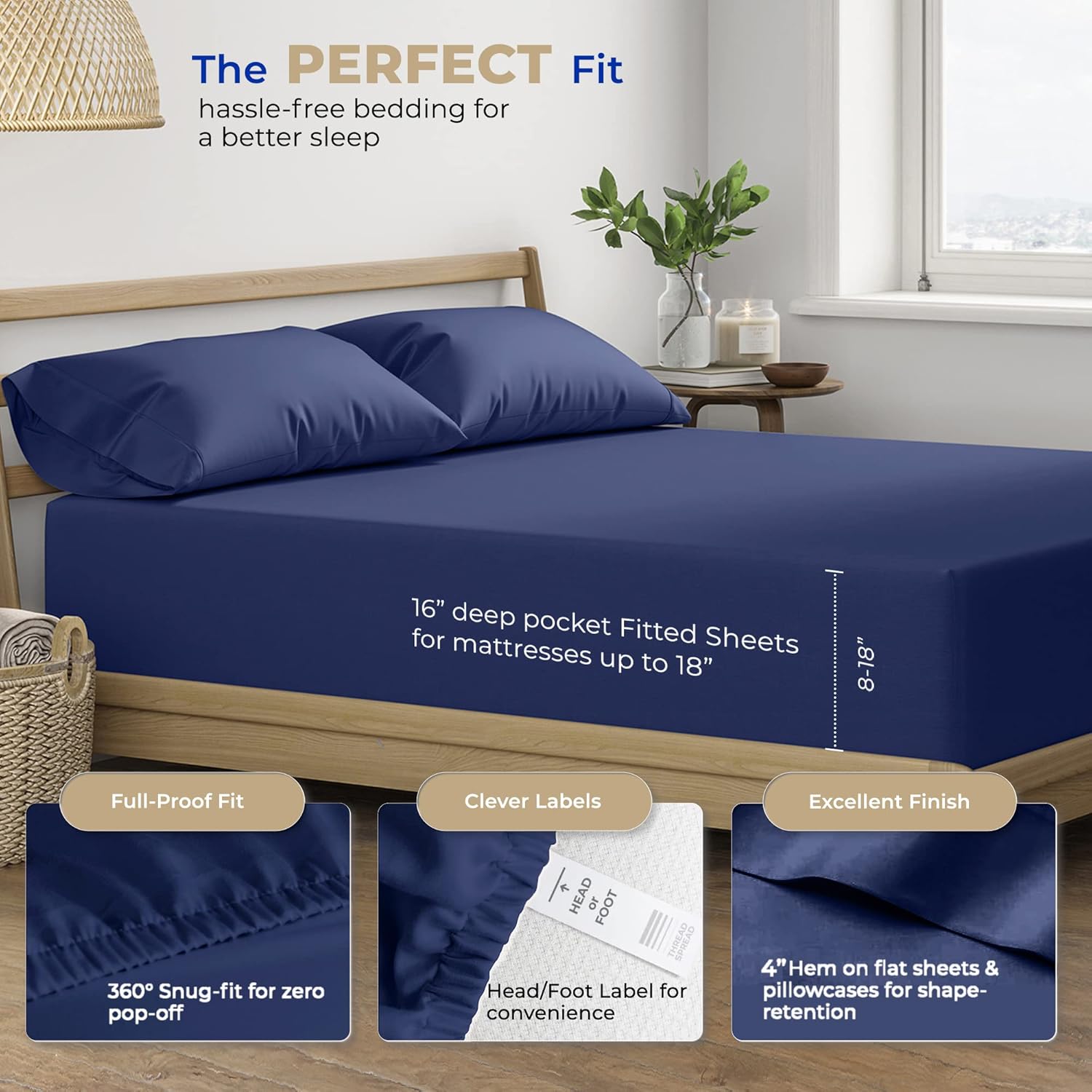 THREAD SPREAD Juego de sábanas de 100 % algodón dividido tamaño King para cama ajustable, juego de sábanas de satén de 5 piezas de 400 hilos,