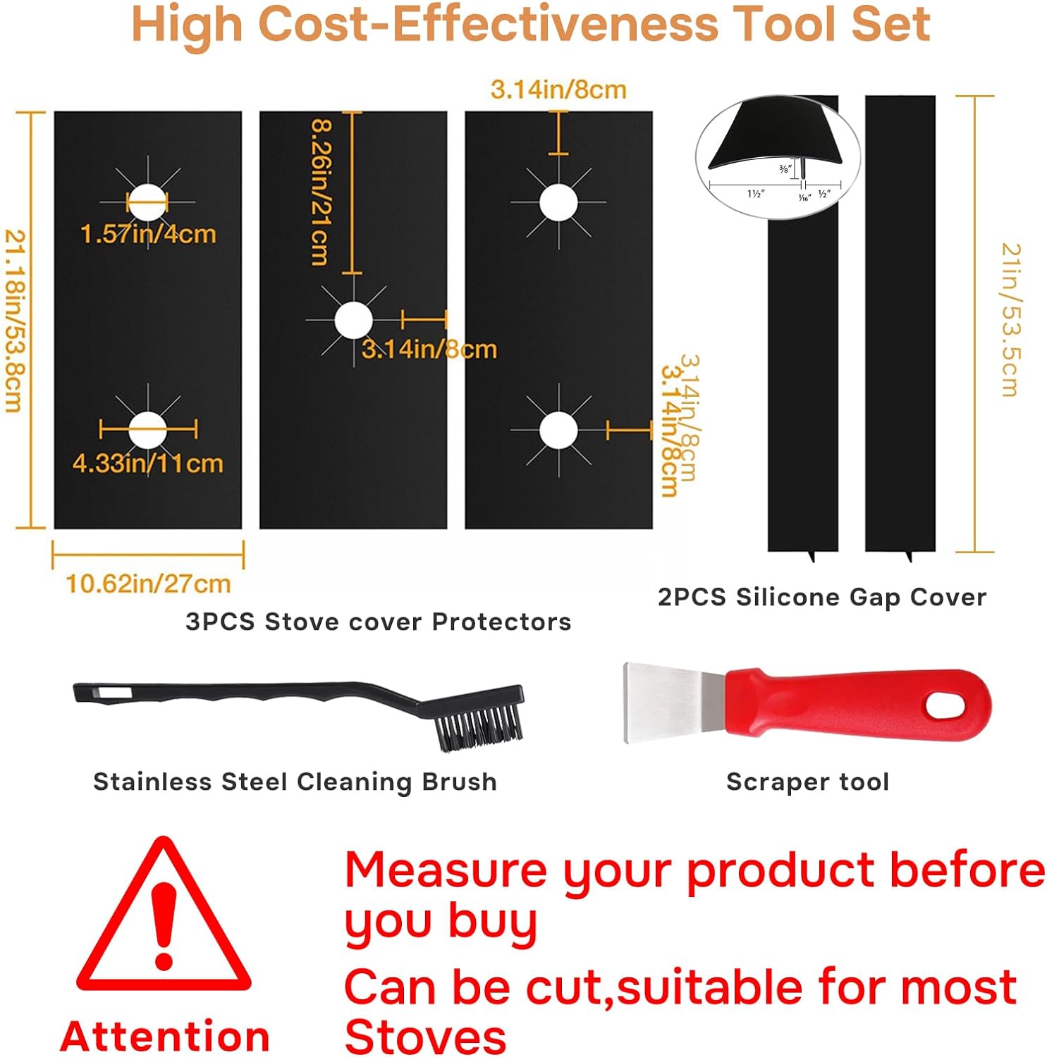 Protectores para estufas de gas, cubiertas protectoras superiores de 0.012 in, resistentes al calor, 3 protectores de alfombrilla de estufa con 2