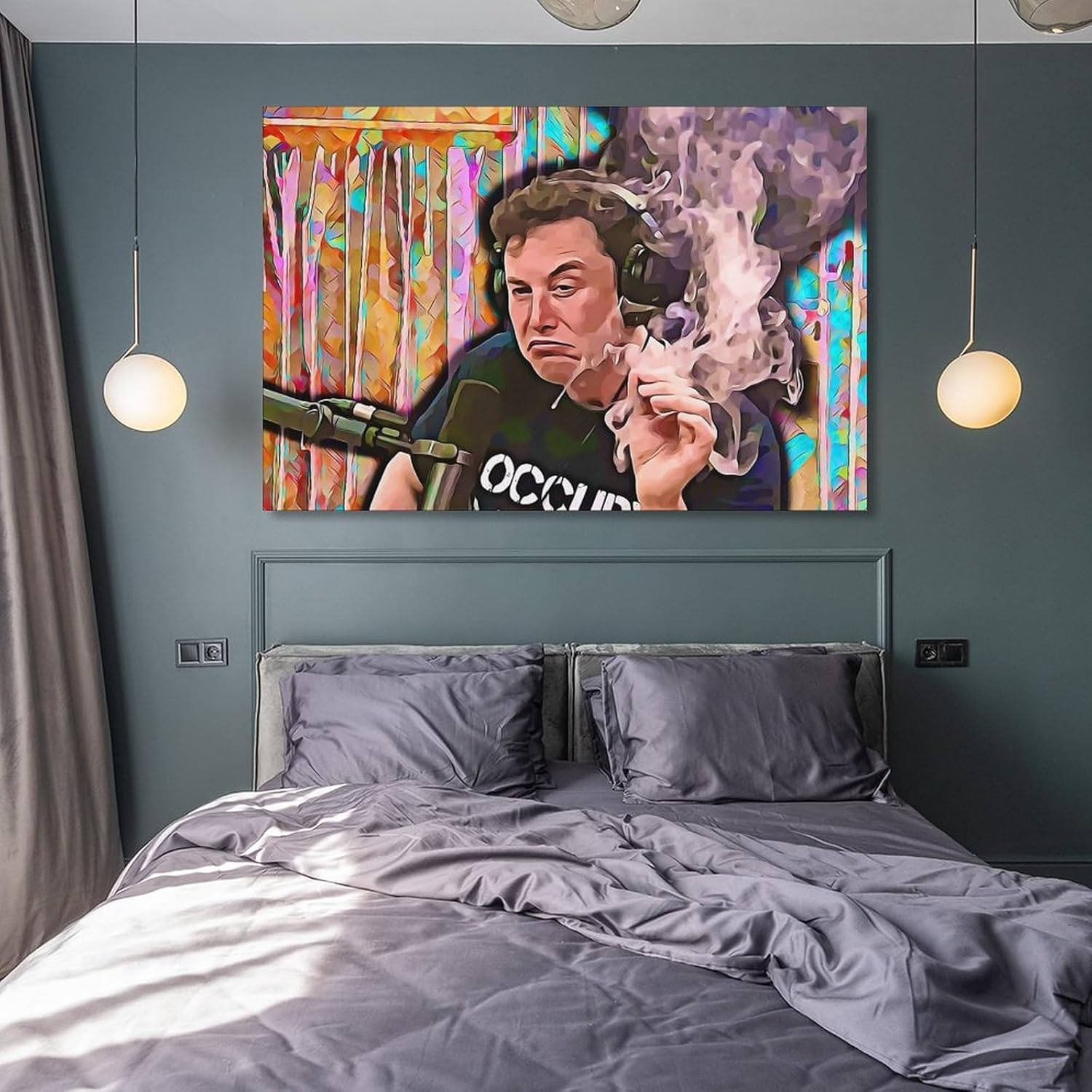Elon Musk – Póster de fumar en alta definición sobre lienzo, pintura de pared, para decoración de sala de estar, regalo para niños, 12 x 18 pulgadas