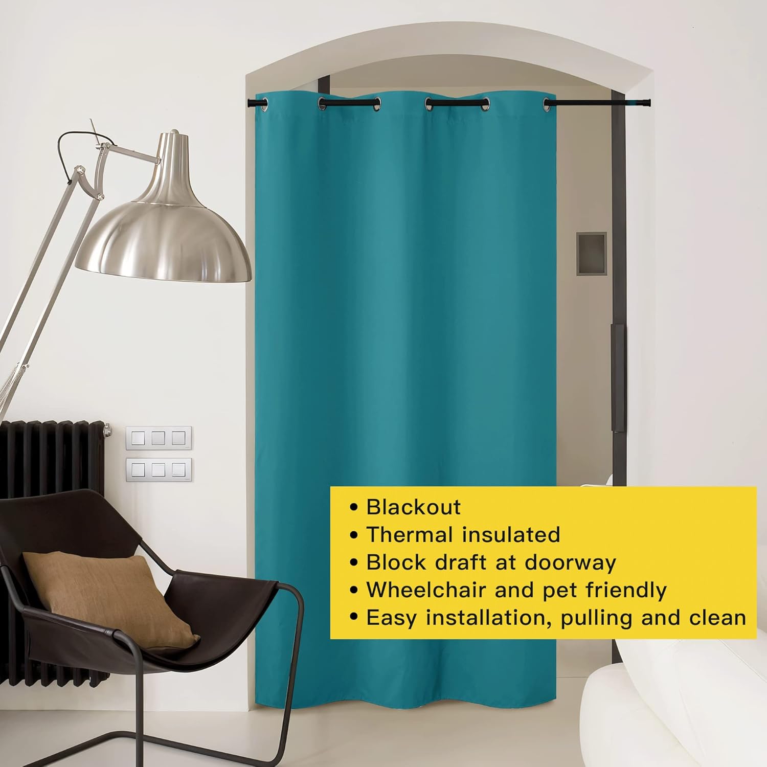 NICETOWN Cortinas opacas reductoras de sonido, para división de habitación y puerta de patio, con función de aislamiento térmico para puerta