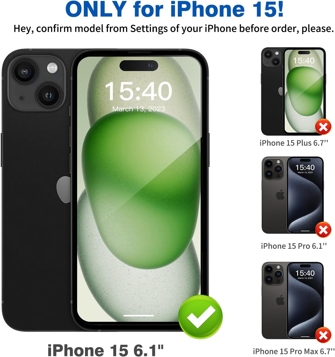 Jiunai Funda para iPhone 15, resistente, protección militar contra caídas, 2 en 1, sin pantalla, de doble capa, a prueba de golpes, resistente, a