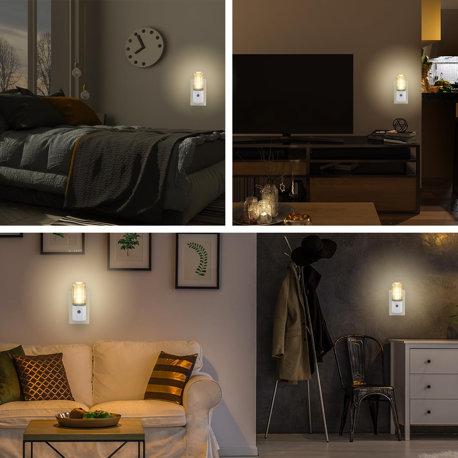Kingman Luz nocturna automática LED enchufe de pared con luz ambiental sensor de atardecer a amanecer (paquete de 2)