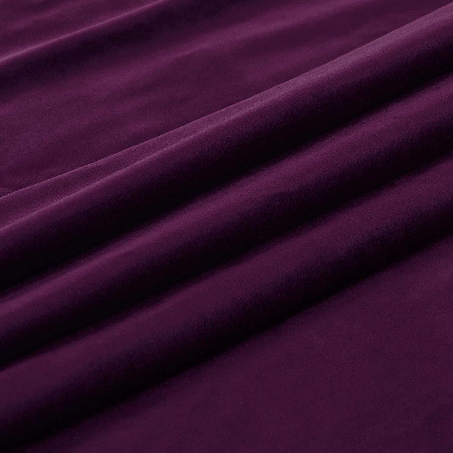 PRIMROSE Cortinas de terciopelo morado de 72 pulgadas de largo para sala de estar, juego de 2 paneles opacos, bolsillo para barra, pestaña trasera,