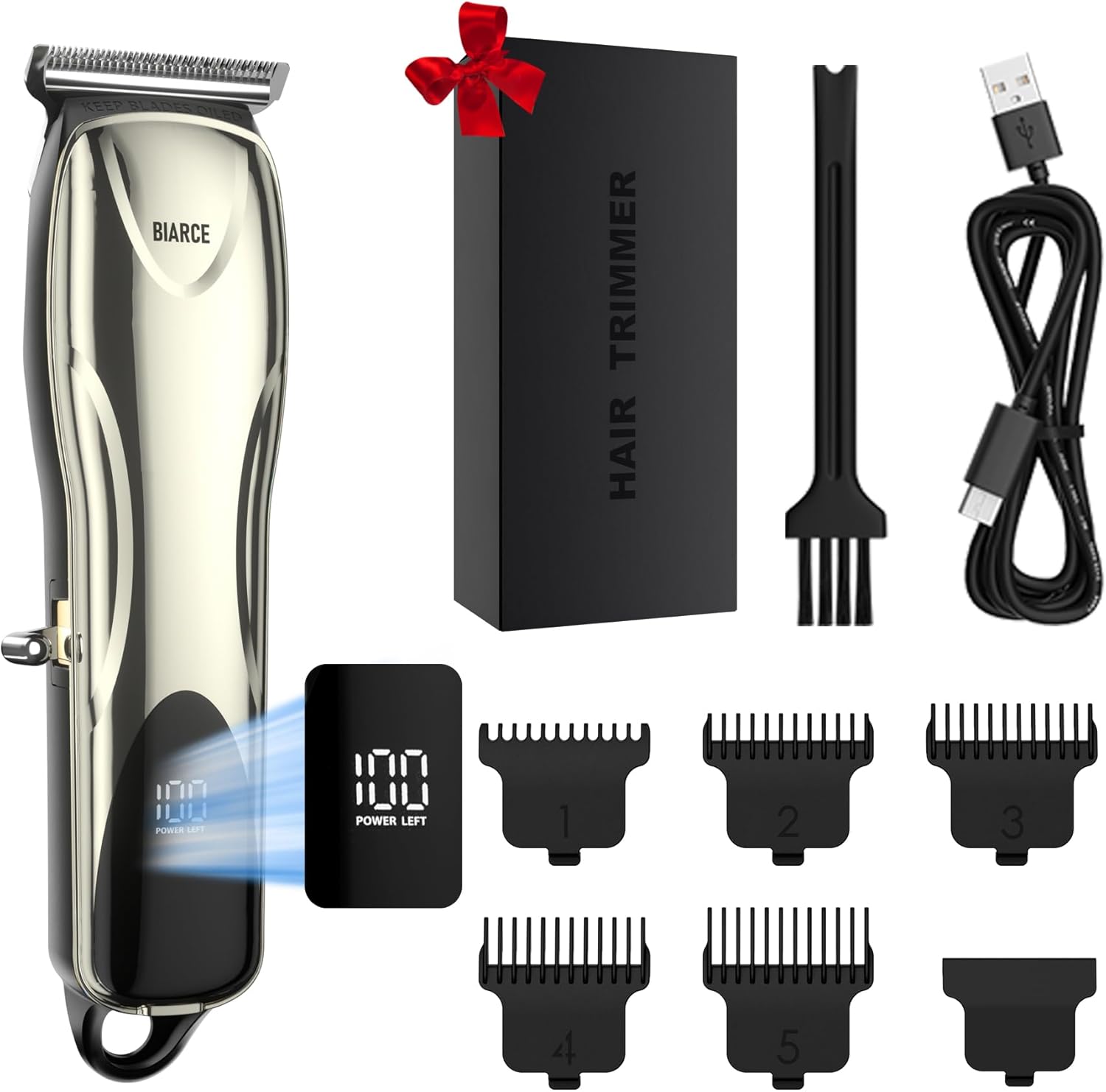 Recortadora de barba para hombres, recortadora de pelo corporal reemplazable con 5 peines de límite para hombre, peluquería personal para cortar el