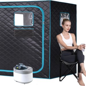 Smartmak Juego de sauna de vapor de tamaño completo, para 1 o dos personas, spa en casa de gran espacio, vaporizador de 4 litros y silla incluidos, Smartmak Juego de sauna de vapor de tamaño completo, para 1 o dos personas, spa en casa de gran espacio, vaporizador de 4 litros y silla incluidos,