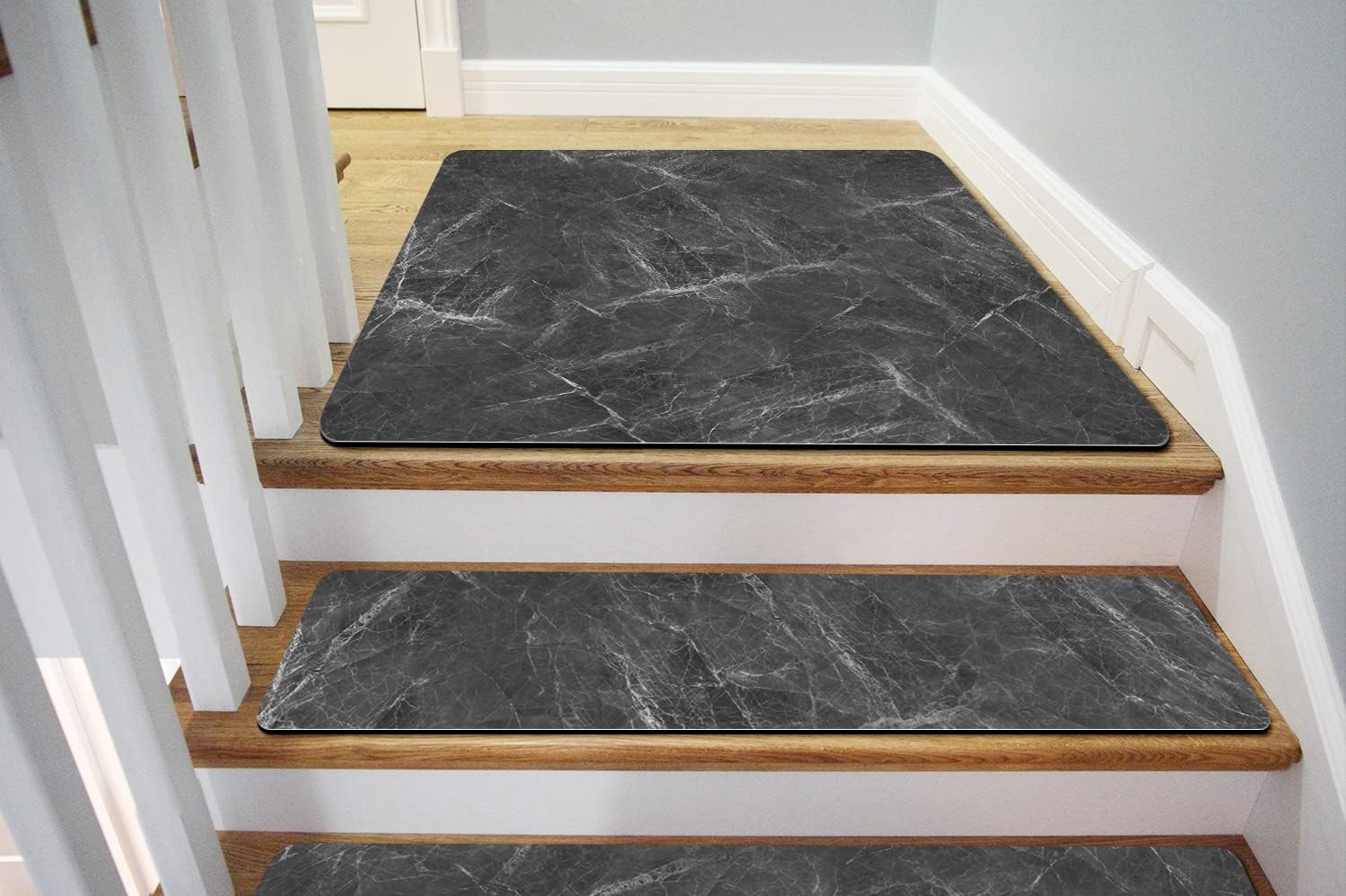 GOYLSER Alfombra antideslizante para peldaños de madera, alfombra antideslizante para interiores y exteriores, alfombra a juego para peldaños de