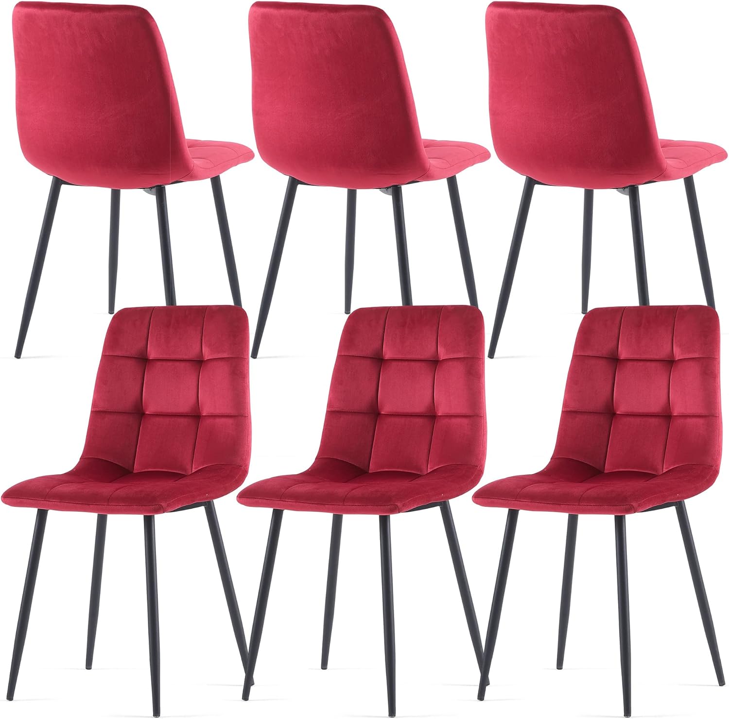 somedream – Juego de 6 sillas de terciopelo modernas, sin brazos, con patas de metal, sillas laterales tapizadas para cocina, sala de estar, color