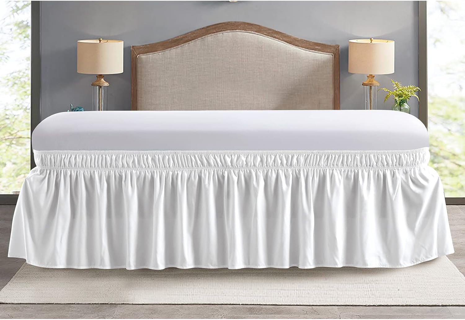 Falda de cama King, con volantes antipolvo para cama de tamaño King, fácil ajuste con caída a medida de 15 pulgadas, falda de cama elástica