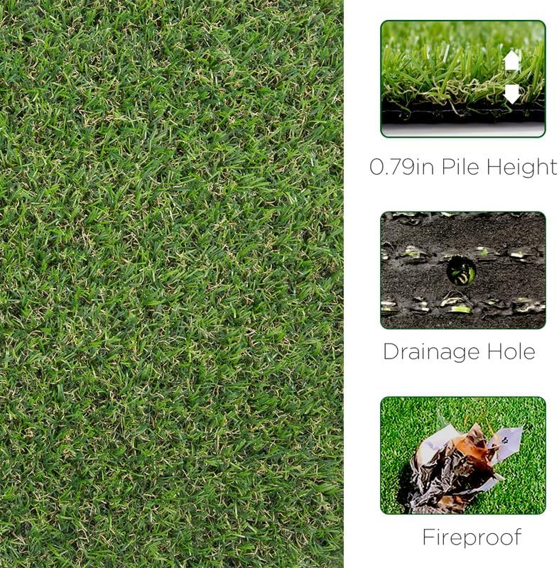Petgrow Césped artificial sintético de 1 x 20 pies, alfombra de césped sintético falso de 0.8 pulgadas de altura para césped artificial para