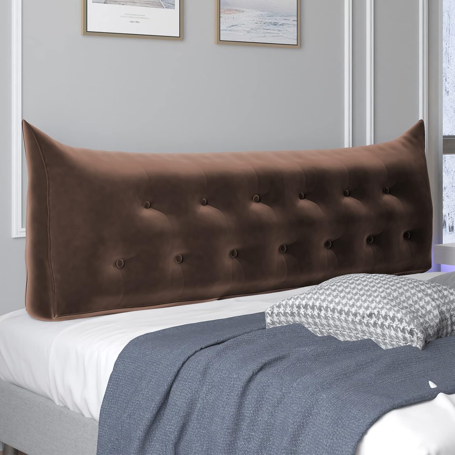 BALUS Almohada de cuña para cabecero de lectura, Almohadas de respaldo para sentarse en la cama, Almohadas largas de esponja, Almohada de cojín de