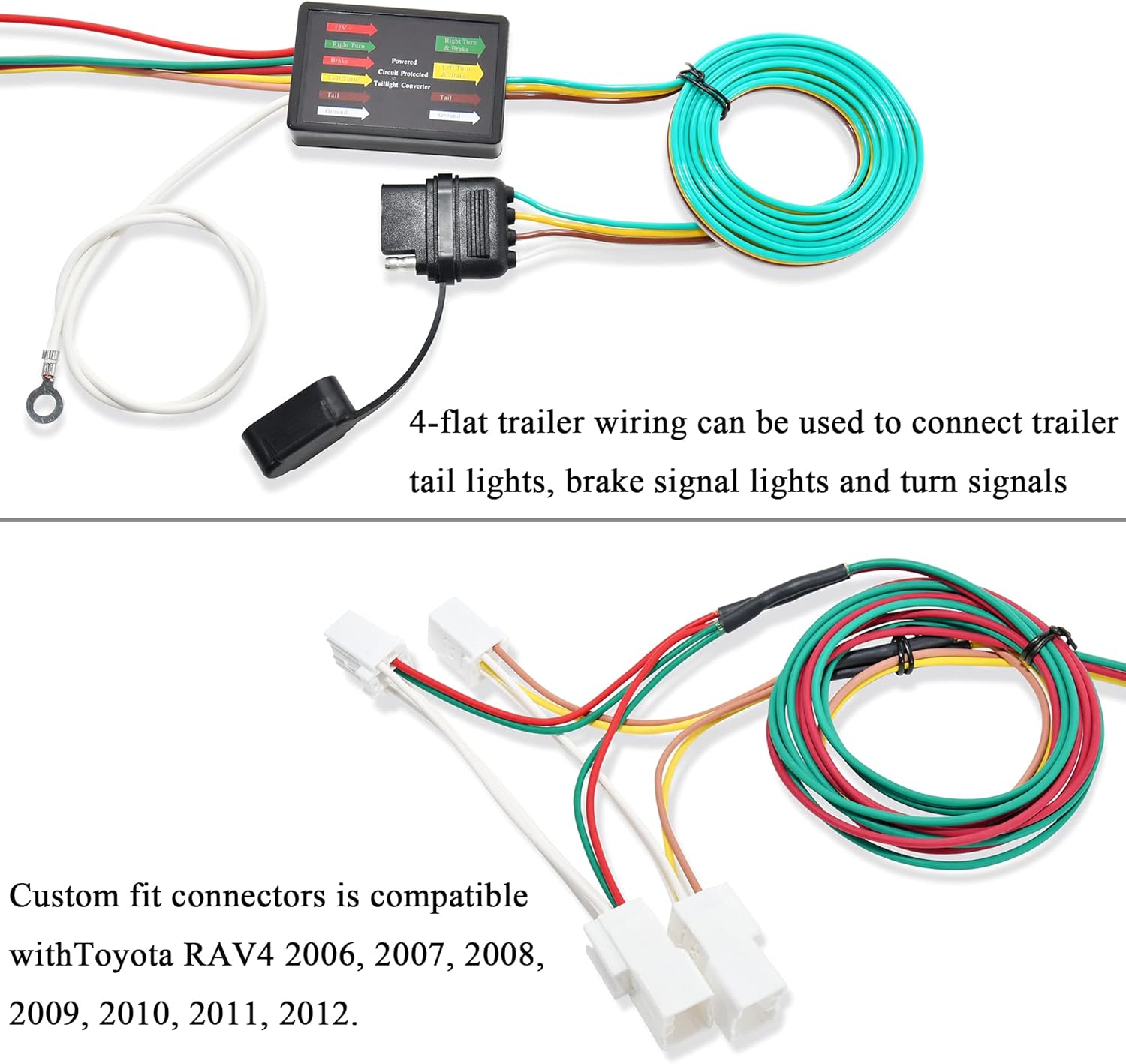 Oyviny Arnés de cableado de remolque personalizado de 4 vías 56165 para Toyota RAV4 2006-2012, cableado de remolque RAV4