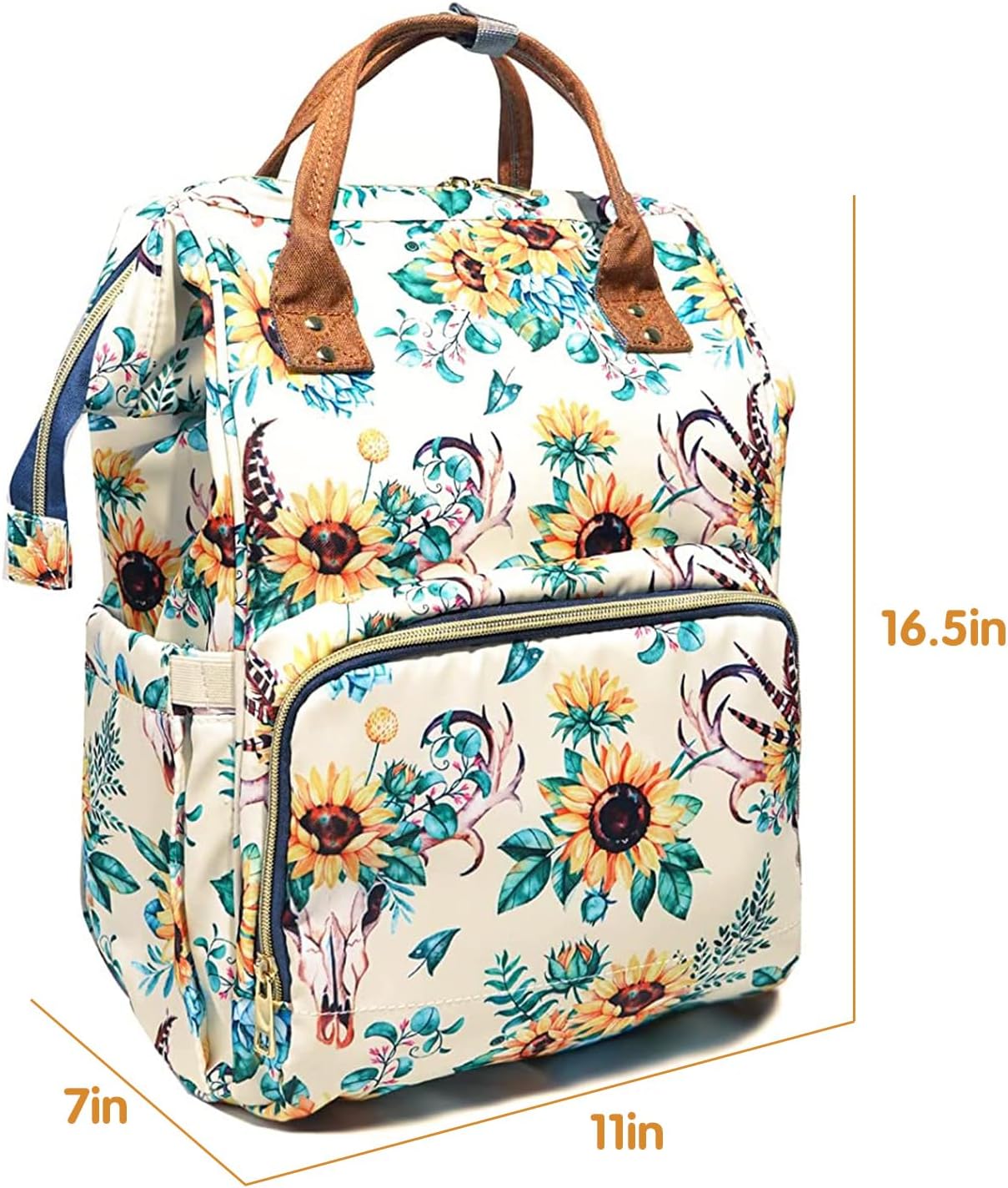 Bolsa de pañales Mochila multifunción para cambiadores de bebé, mochila grande para pañales, chrysanthemum, Classic