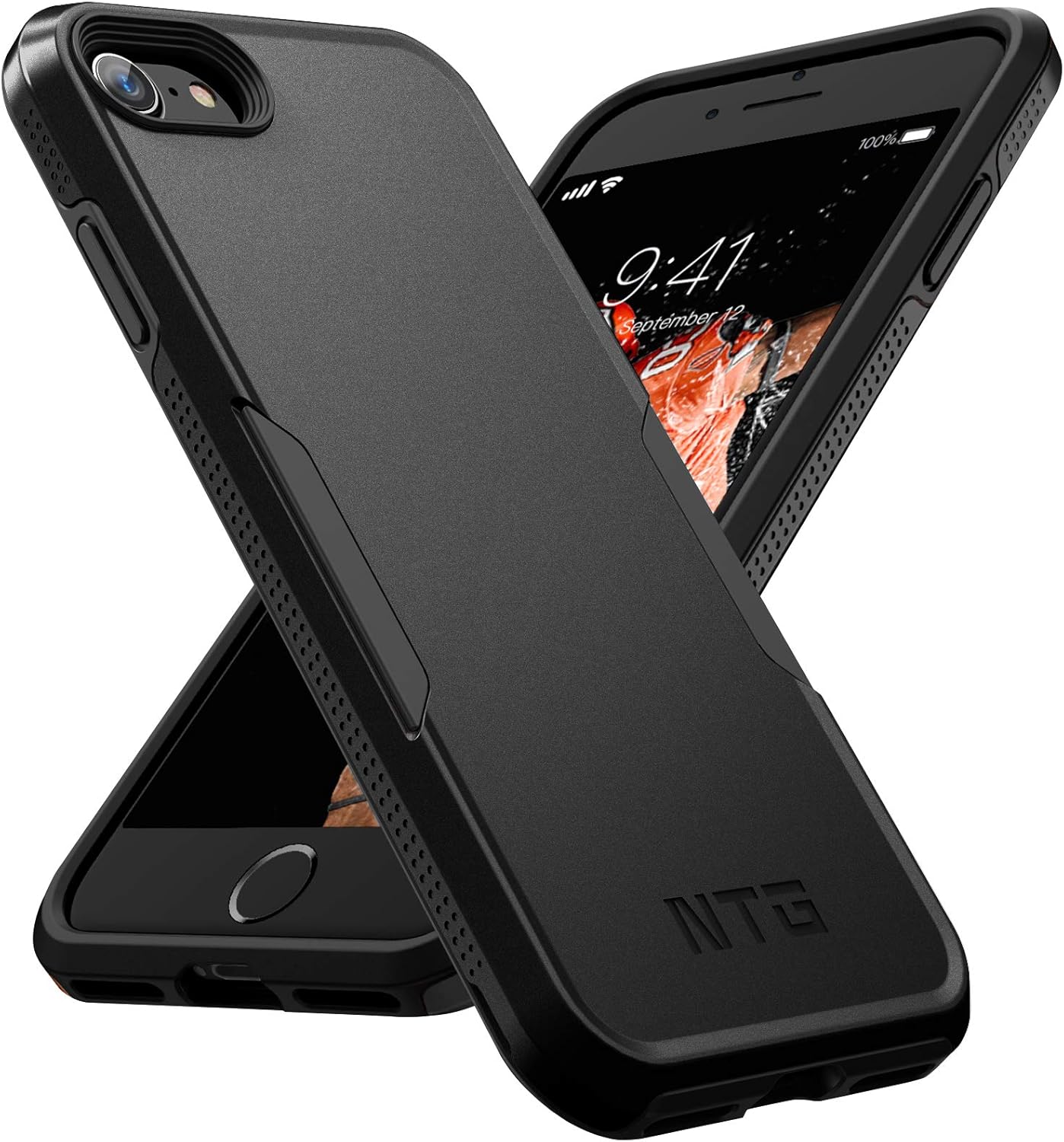 NTG – funda para iPhone SE, parte protectora trasera rígida, translúcida, delgada con funda protectora de silicona