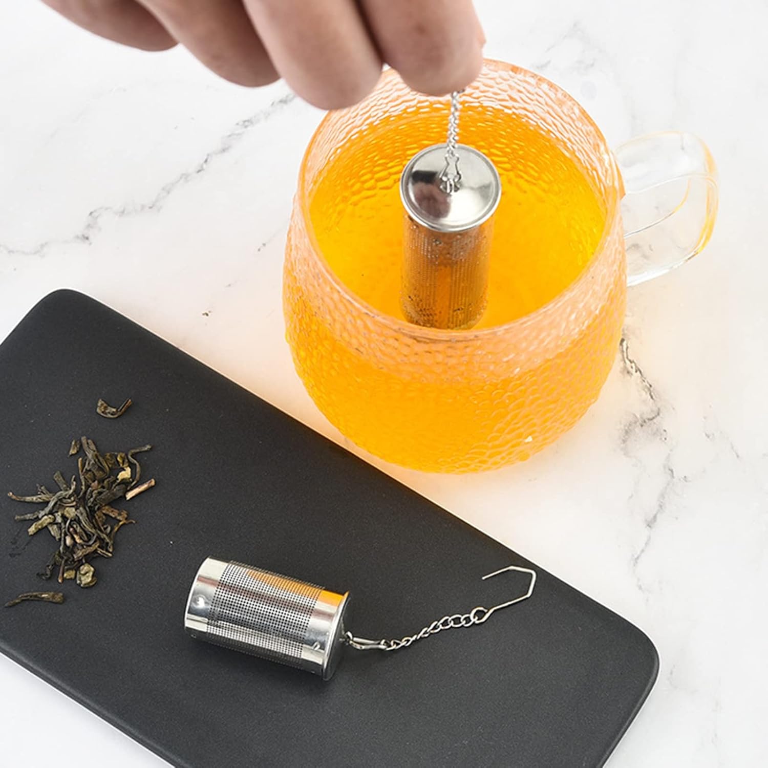 Infusor de té a prueba de óxido, drenaje uniforme de 2 tamaños, filtro de hierbas de grado alimenticio para el hogar, S
