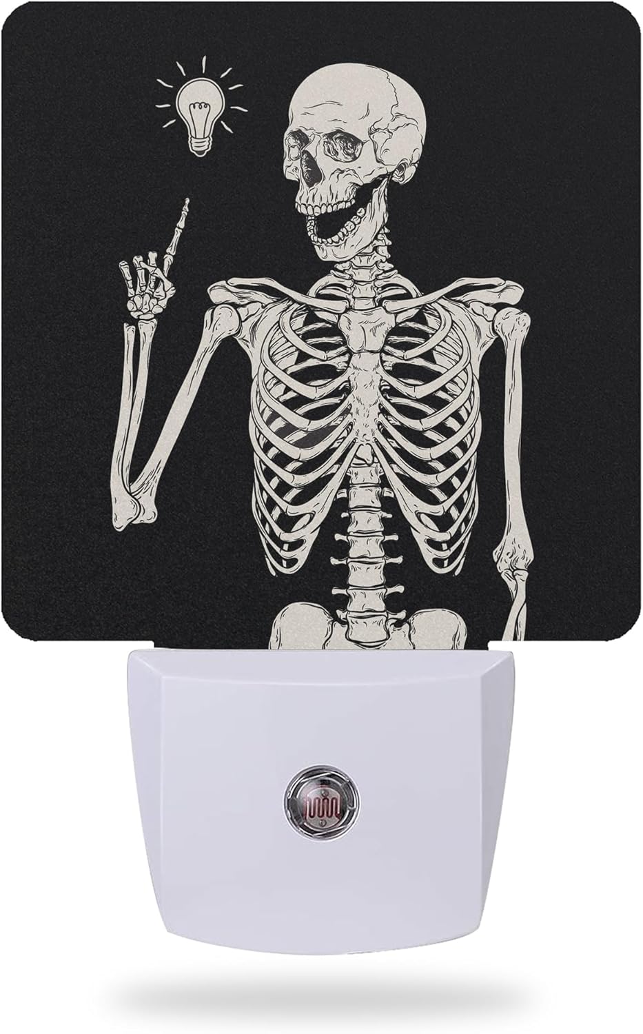 Divertida luz nocturna de calavera para niños, luz nocturna LED de esqueleto bohemio enchufable a la pared con sensor de atardecer a amanecer para