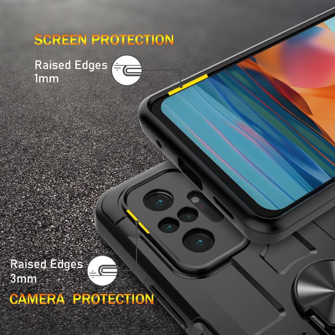 Jeylly Funda para Redmi Note 10 Pro, Redmi Note 10 Pro Max con protector de pantalla de vidrio templado, resistente a prueba de golpes 360